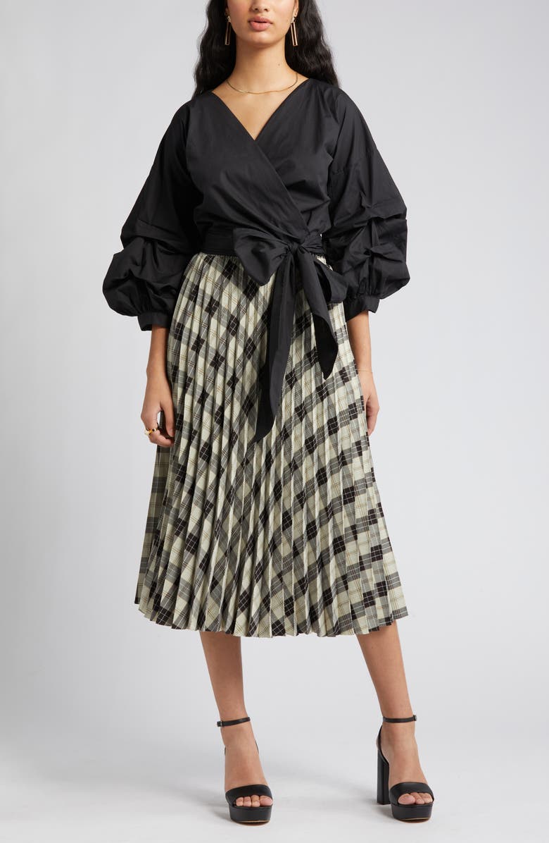 NIKKI LUND Anna Tie Waist Wrap Top, Main, color, Black