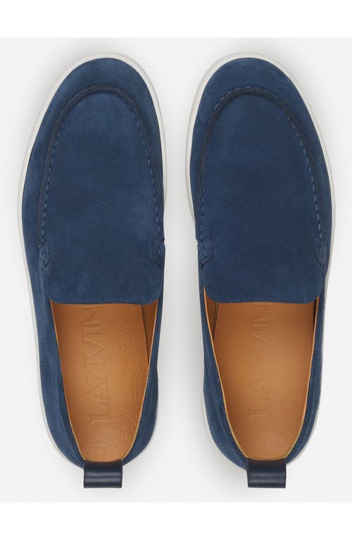 Lanvin Slip-on Suede Sneakers With Contrasting Rubber Sole In Blue