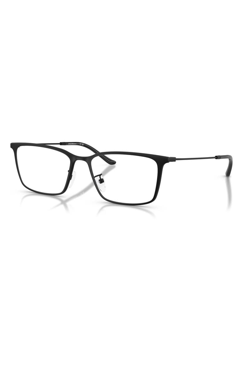 Emporio Armani 55mm Pillow Optical Glasses, Alternate, color, Matte Black / Demo Lens