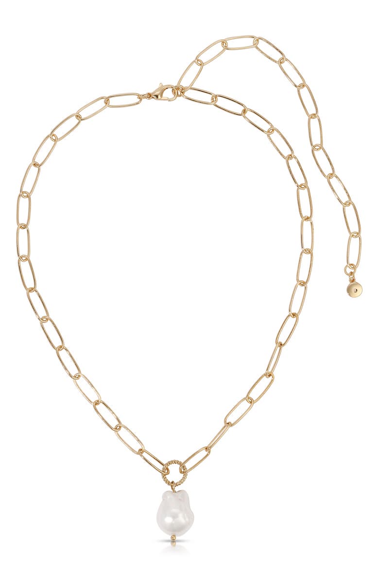 Ettika Freshwater Pearl Pendant Necklace, Alternate, color, Gold