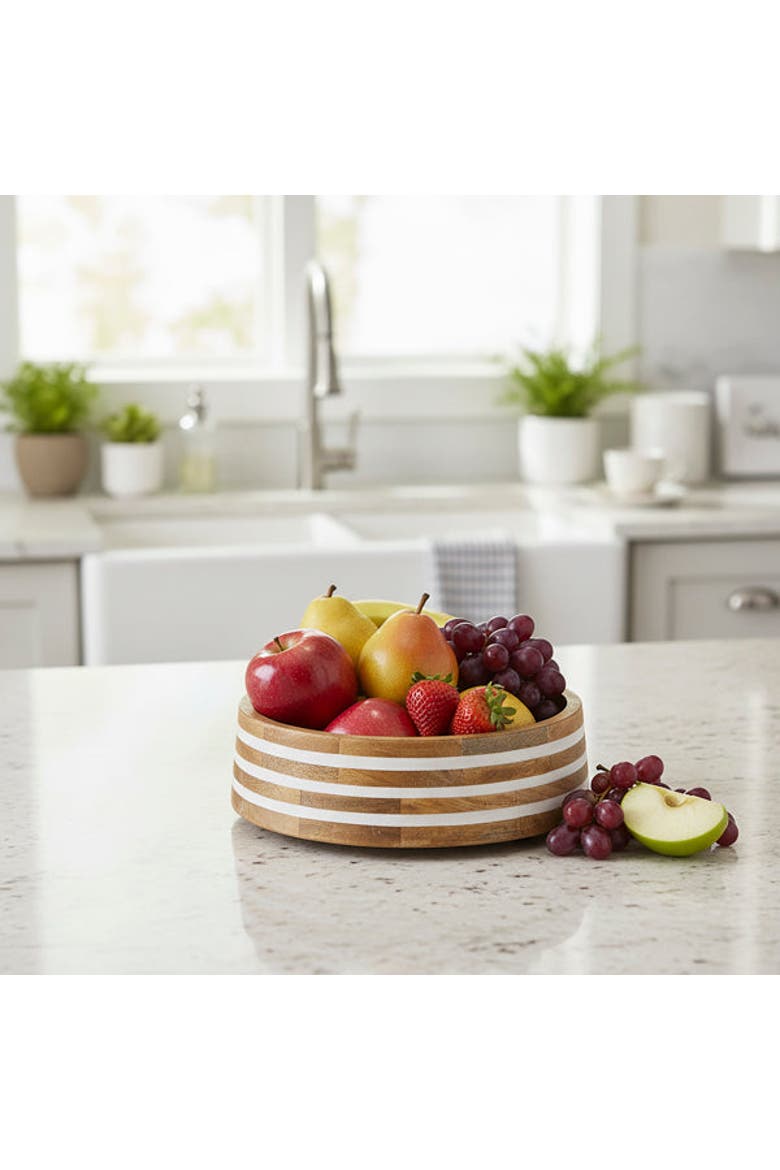 Whitehaven Mangowood Nested Bowls, Alternate, color, White