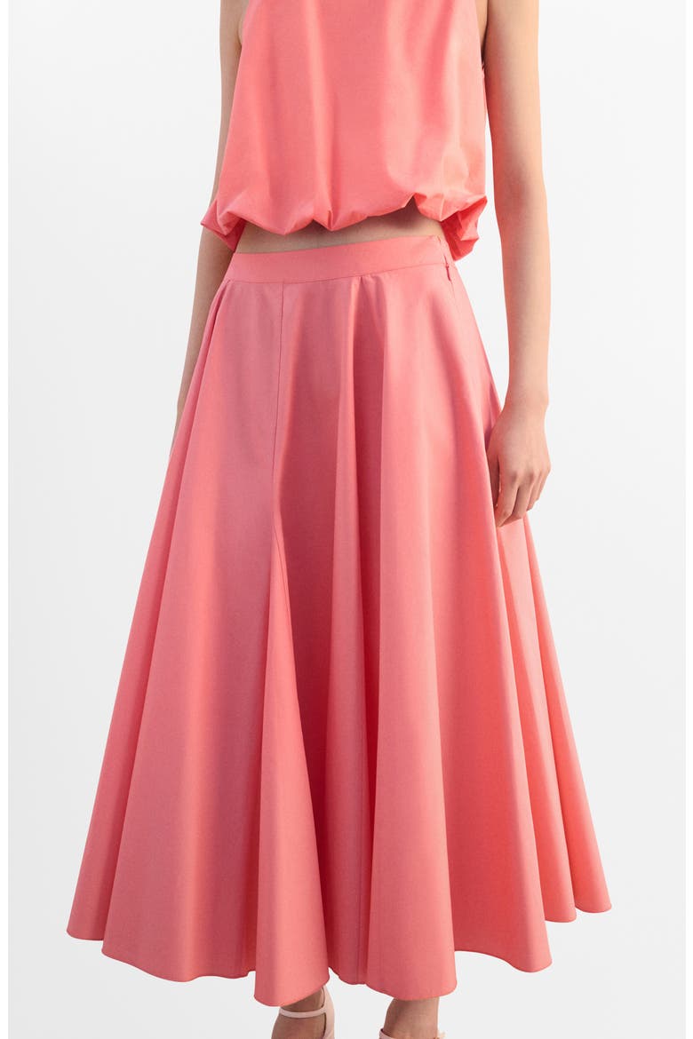 Flared Midi Skirt, Alternate, color, CORAL RED