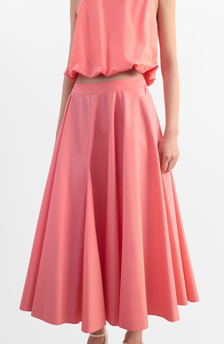 MANGO Flared Midi Skirt, Alternate, color, Coral Red