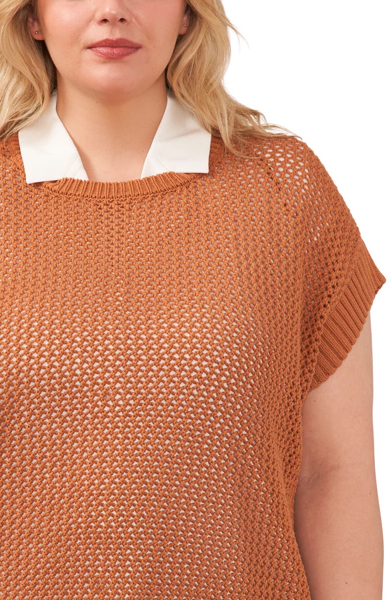 Halogen<sup>®</sup> Open Stitch Cotton Crop Sweater Vest, Alternate, color,