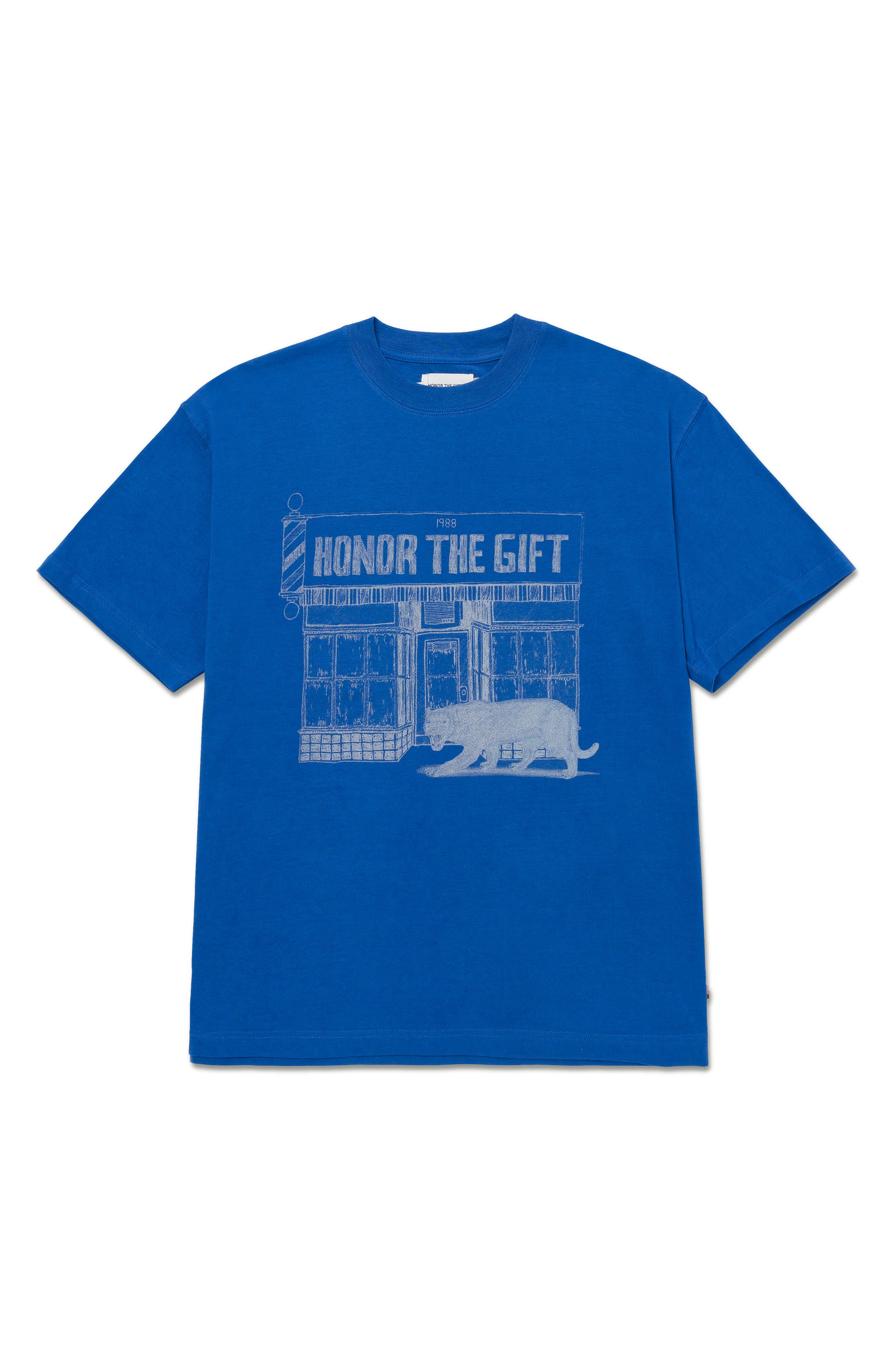HONOR THE GIFT Barbershop Cotton Graphic T-Shirt in Blue 