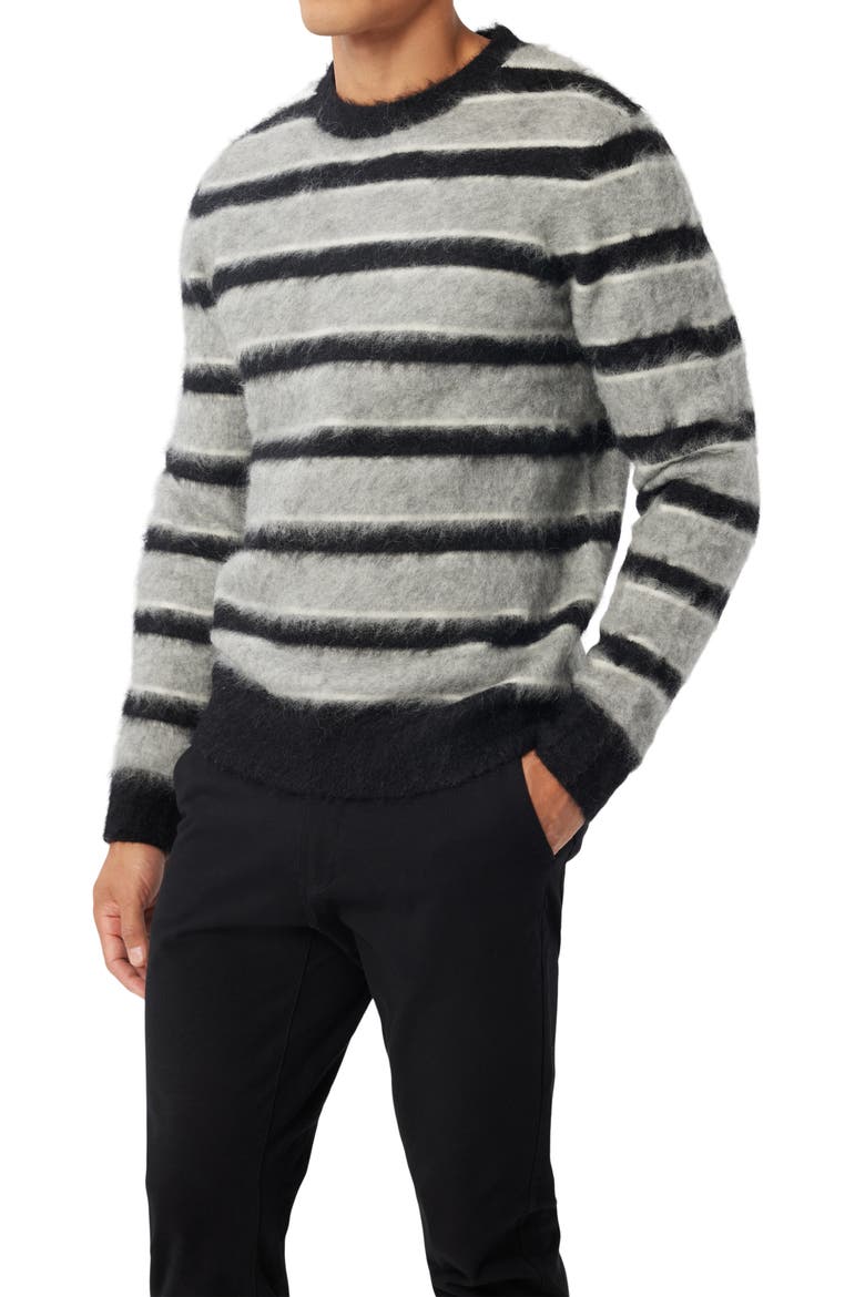 Stripe Mohair & Wool Blend Crewneck Sweater, Alternate, color, BLACK