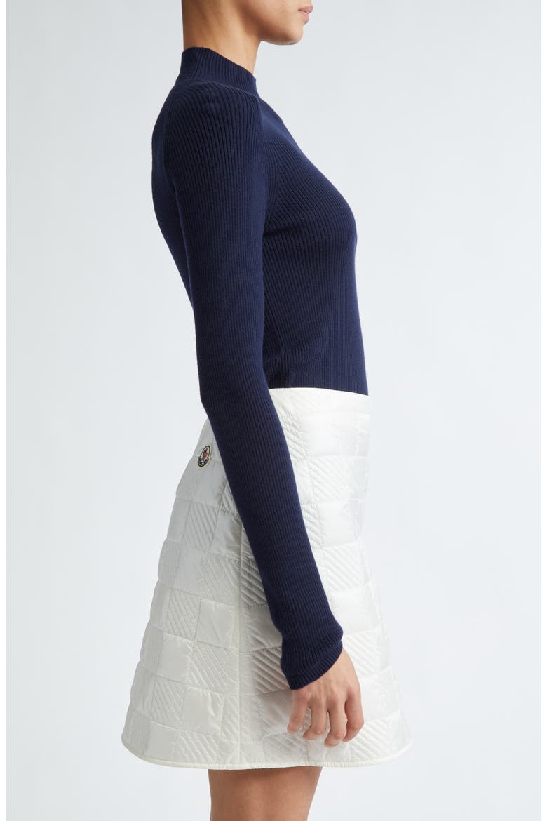 Stripe Sleeve Merino Wool Turtleneck Sweater, Alternate, color, DARK NAVY BLUE