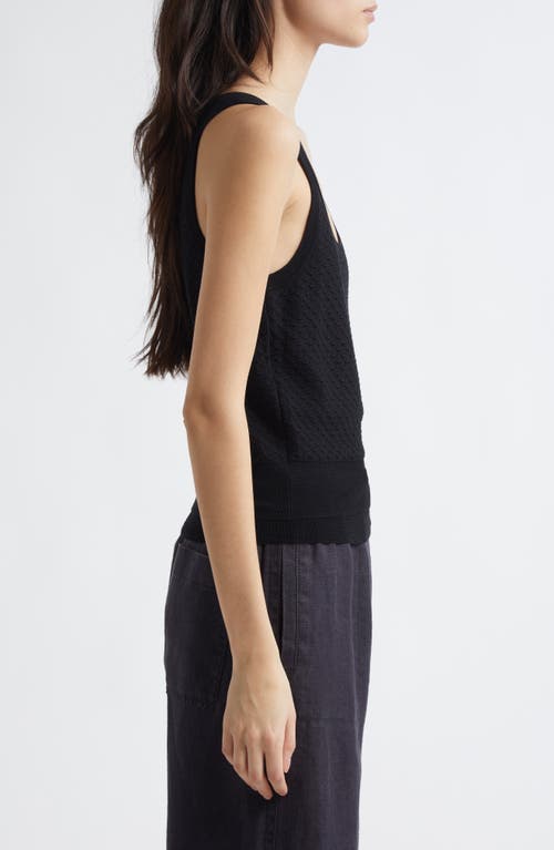 Vince Double Layer Mesh Sweater Tank In Black