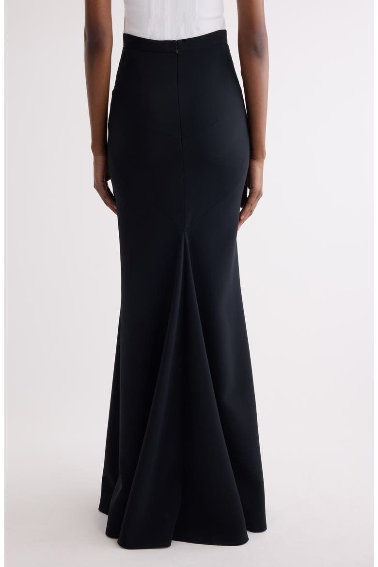 Long Kick Back Stretch Trumpet Skirt, Alternate, color, BLACK