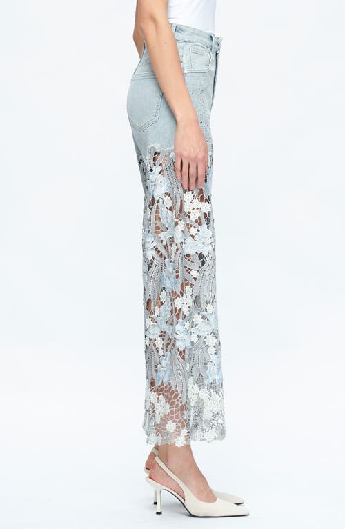Bayeas High Waist Crystal Embellished Lace Leg Jeans