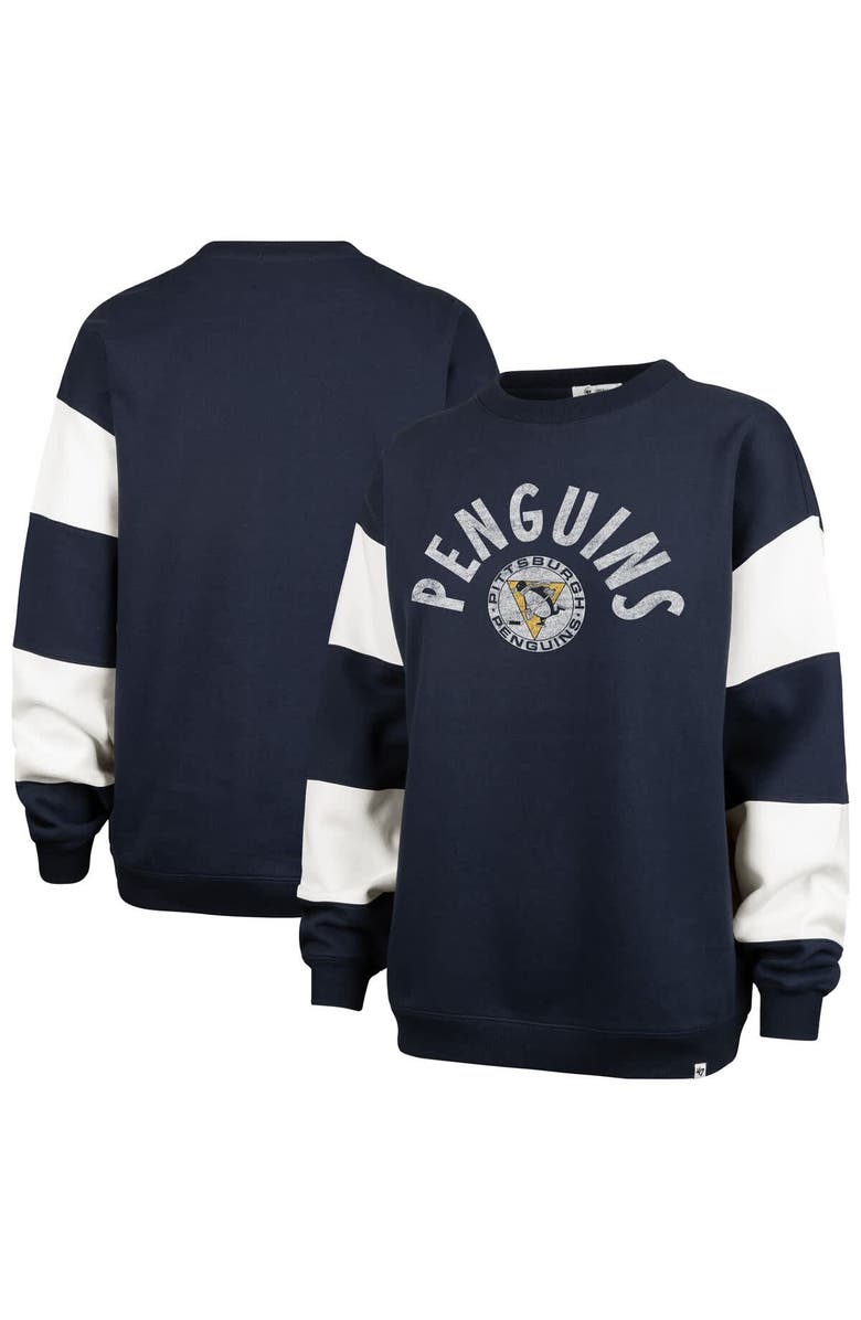 '47 Women's '47 Navy Pittsburgh Penguins Eephus Barred Pullover Sweatshirt, Main, color, Navy