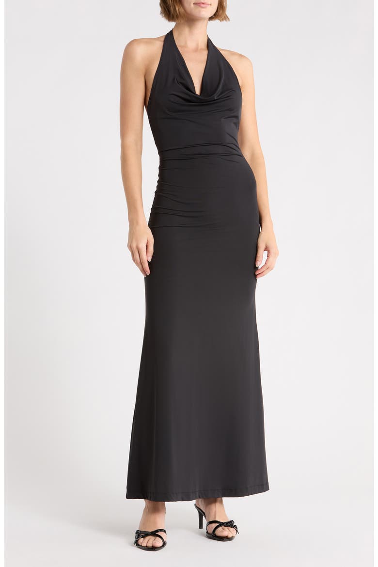 Francine Maxi Halter Dress, Main, color, BLACK