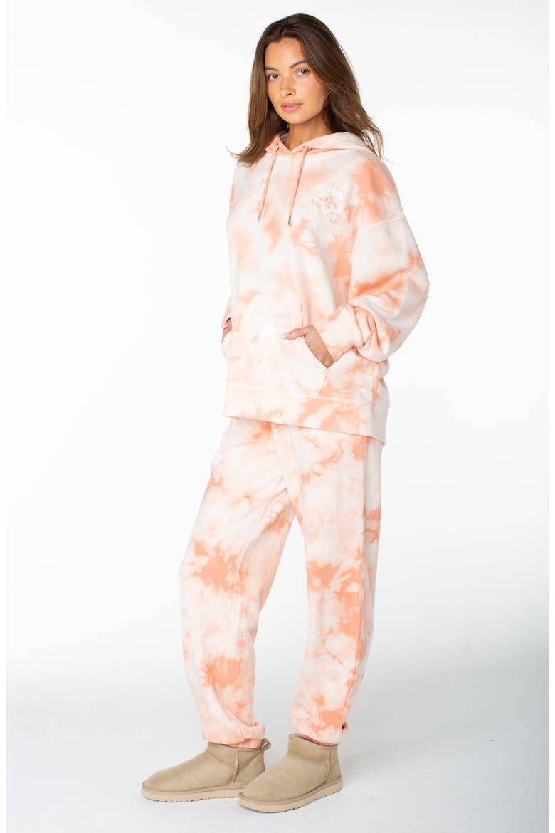 Maile Tie Dye Cotton Blend Hoodie, Alternate, color, CORAL PINK