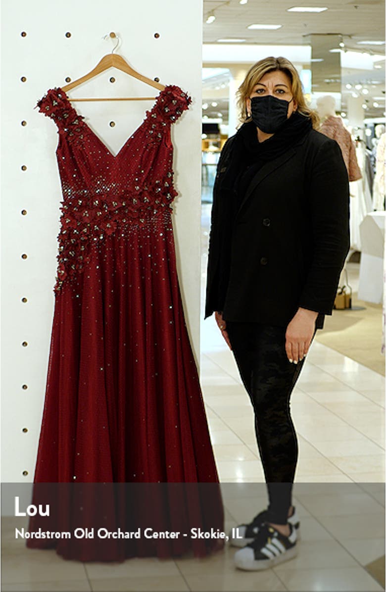 Floral Appliqué A-Line Gown, sales video thumbnail