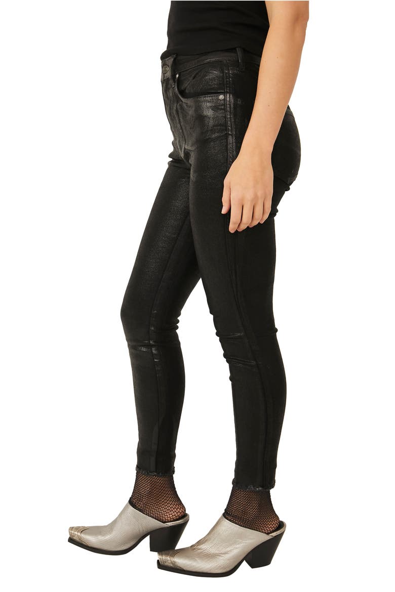 High Waist Coated Jeans, Alternate, color, COATED BLACK