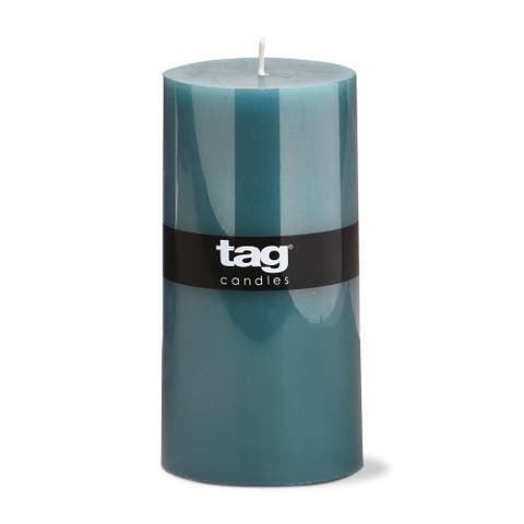 Color Studio Teal Pillar Candle Smokeless Paraffin Wax 85H