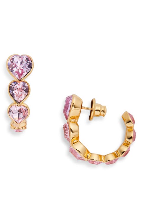 Crystal Heart Hoop Earrings
