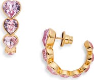 Oscar de la Renta Crystal Heart Hoop Earrings
