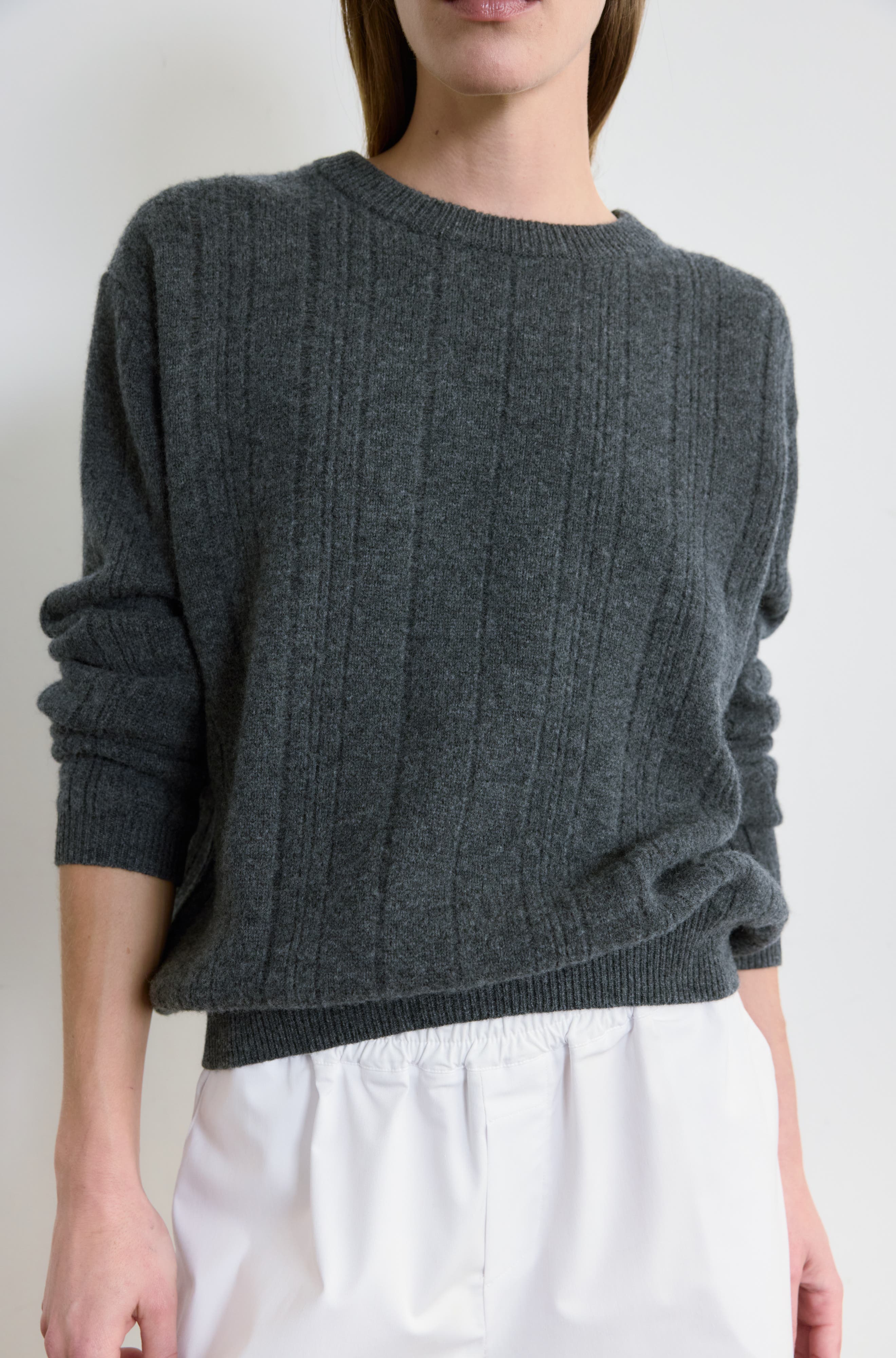 Ribbed Wool Crewneck Sweater - image 4