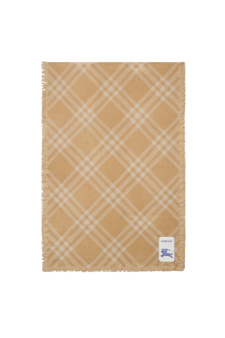 Wide Check Wool Silk Scarf, Main, color, Sand beige/ecru beige
