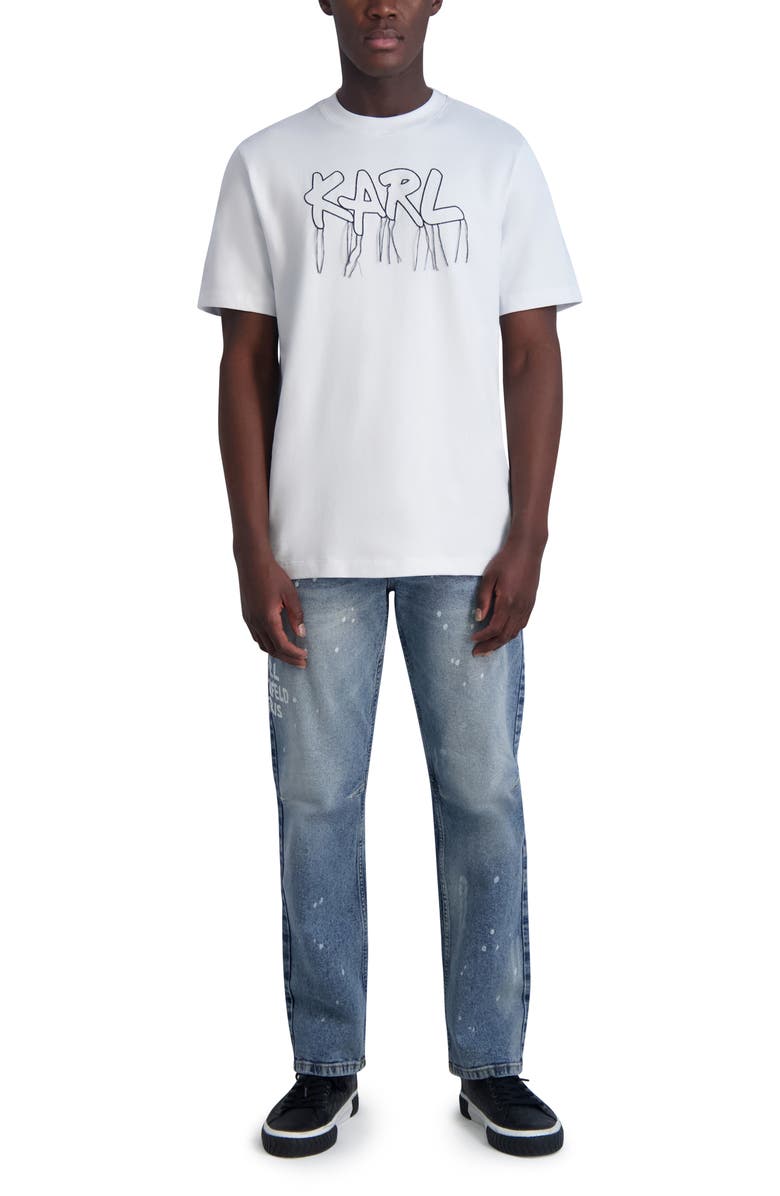 KARL LAGERFELD PARIS Splatter Straight Leg Jeans, Alternate, color, 