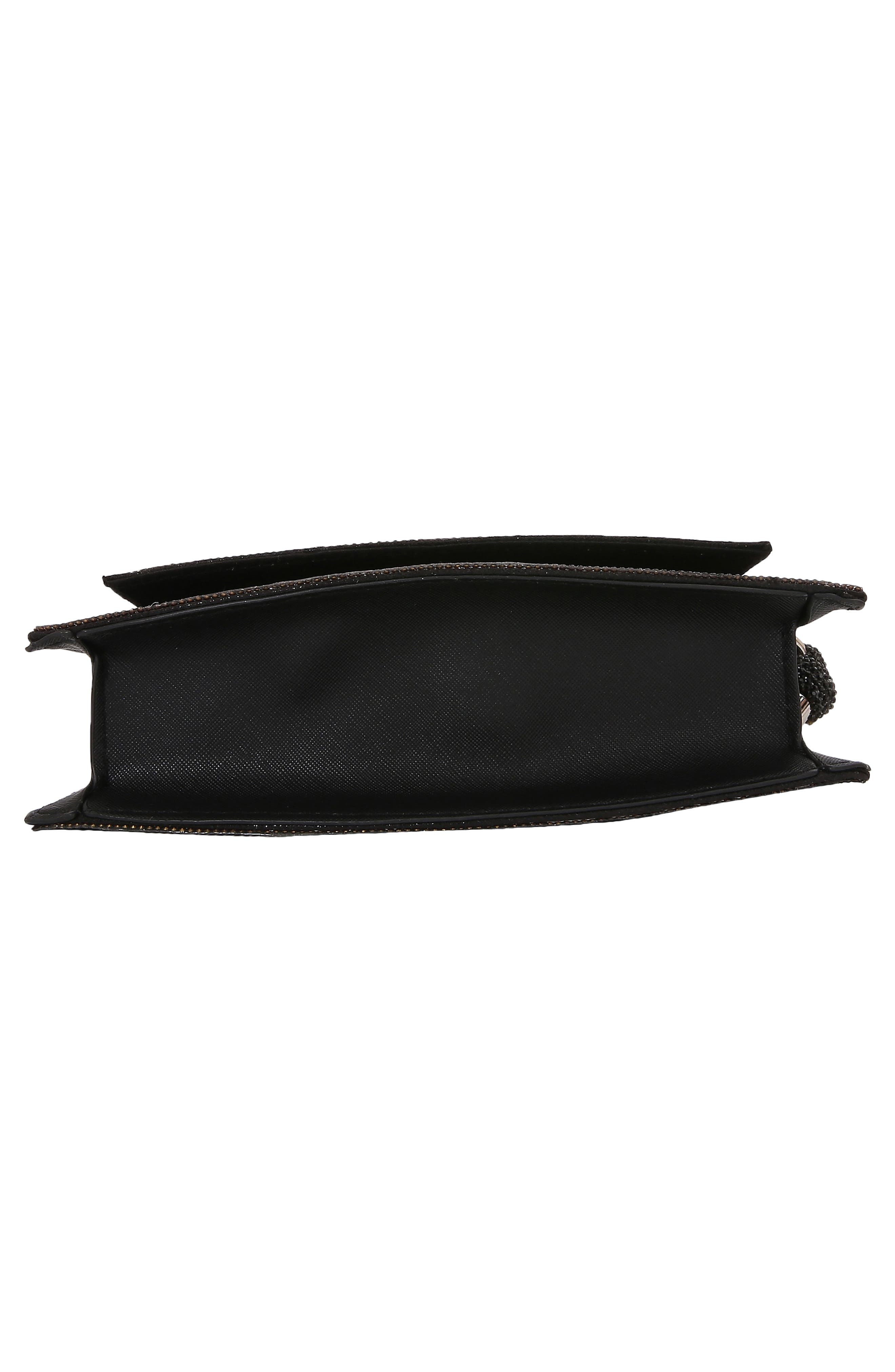Rhinestone Curved Bottom Shoulder Bag, Alternate, color, BLACK