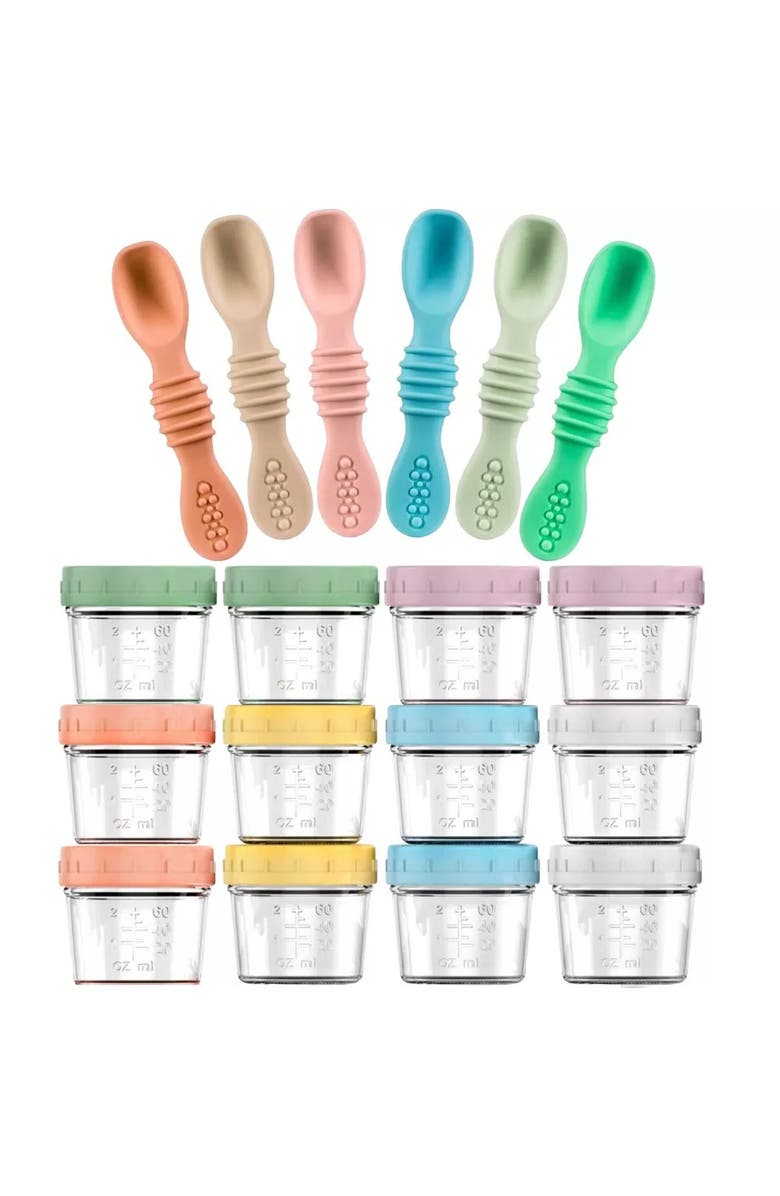 Sperric Glass Baby Food Storage Jars and Silicone Baby Spoons Set, Main, color, Multicolor