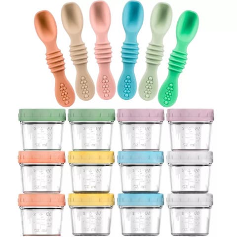 Glass Baby Food Storage Jars and Silicone Baby Spoons Set