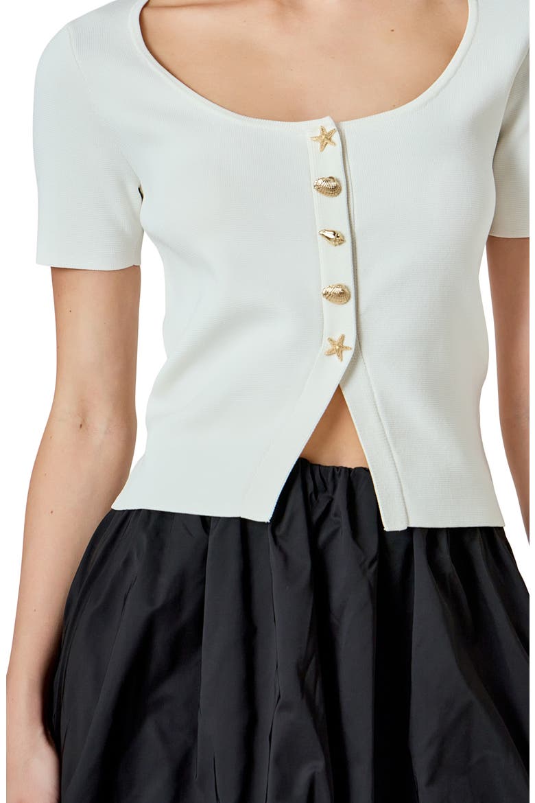 Short Sleeve Crop Cardigan, Alternate, color, CREAM