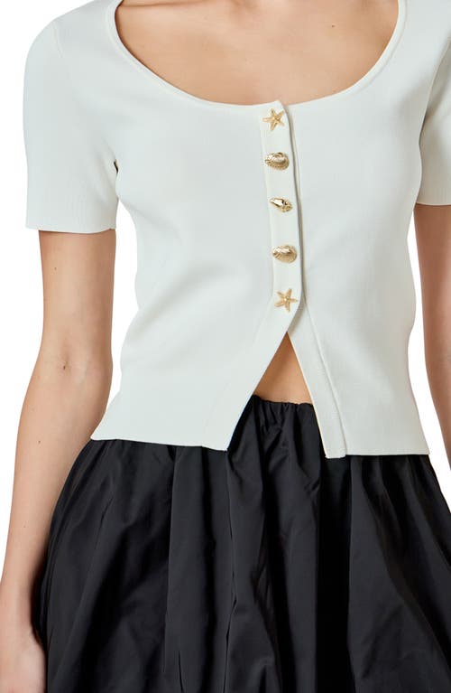 Endless Rose Short Sleeve Crop Cardigan In White
