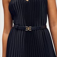 Sam Edelman Double E Logo Slim Leather Belt