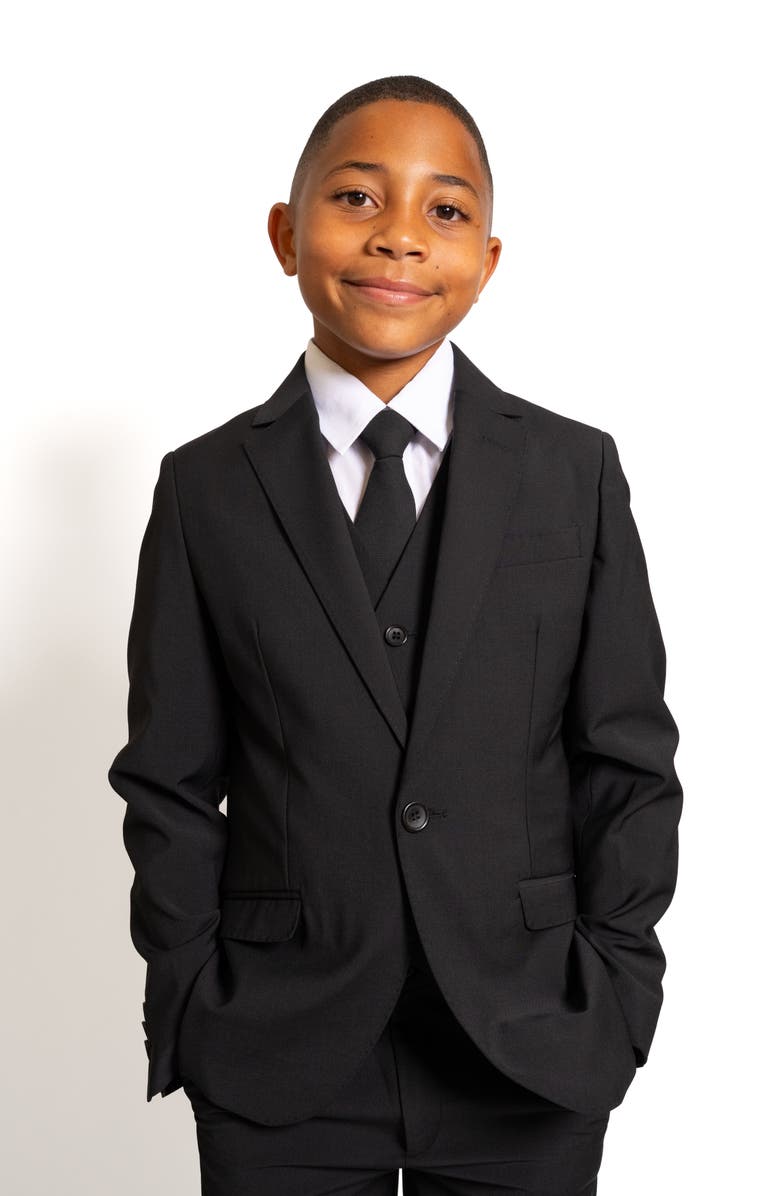 Peanut Butter Collection Kids' Luxor 5-Piece Slim Fit Suit, Alternate, color, Kem Black