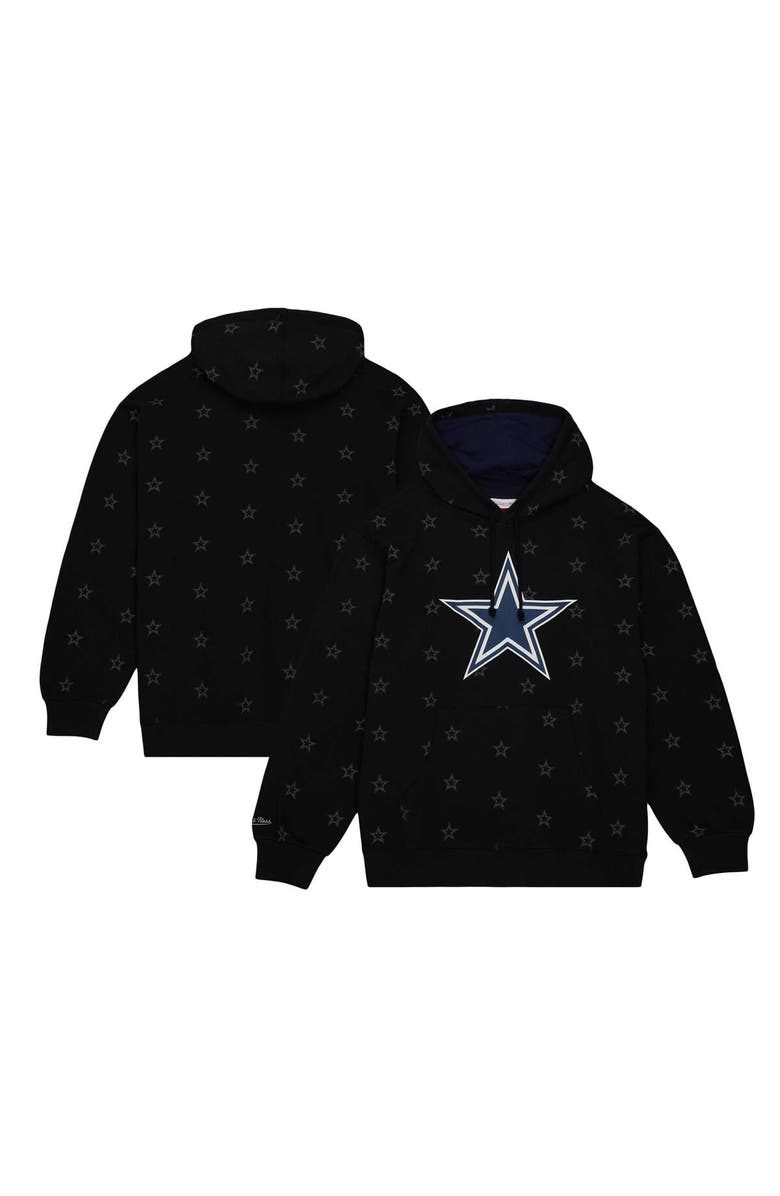 Mitchell & Ness Men's Mitchell & Ness Black Dallas Cowboys Allover Print Fleece Pullover Hoodie, Main, color,