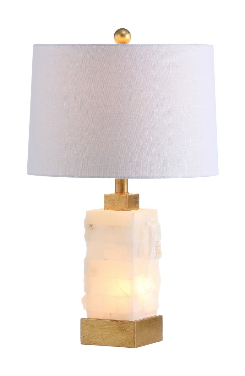 JONATHAN Y Eloise 23" Coastal Glam Alabaster/Metal LED Table Lamp, White/Gold Painting, Main, color,