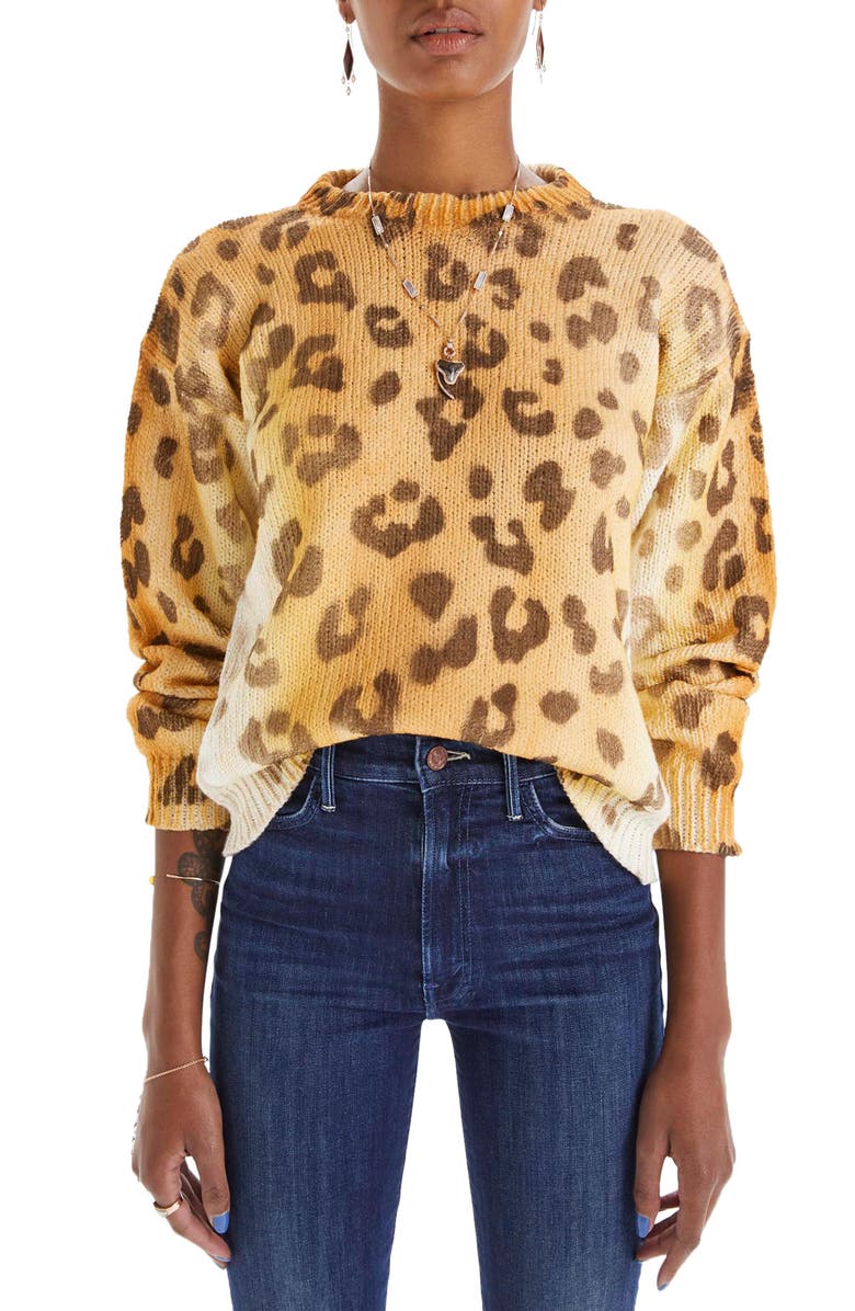 MOTHER Leopard Print Cotton Sweater, Main, color,