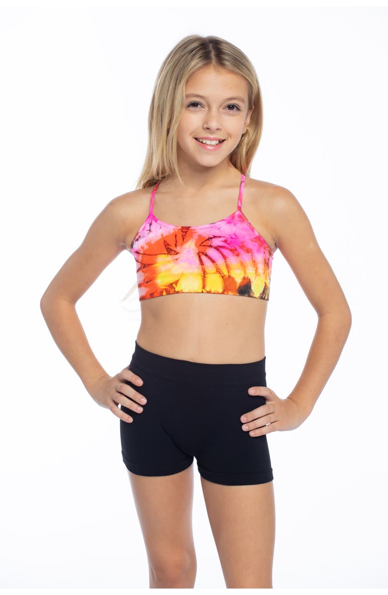 Malibu Sugar Swirl tie dye bra cami -Little Kids, Alternate, color, Tie Dye (Pink Orange Yellow)