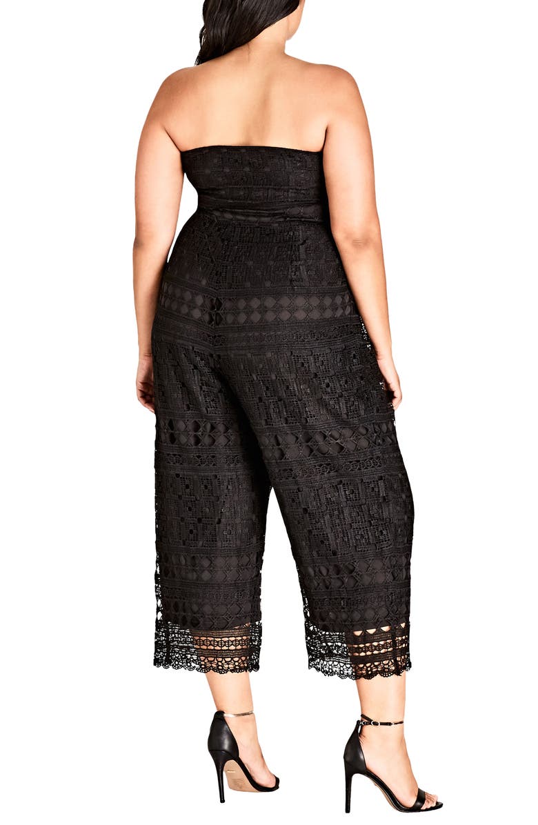 City Chic Crochet Strapless Jumpsuit, Alternate, color, 