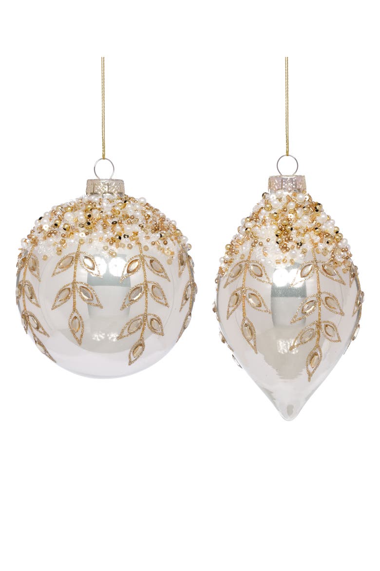Golden Floral Finial Ornament, Box of 6, Main, color, Gold