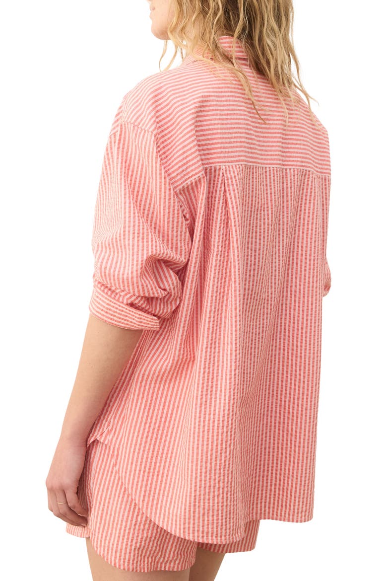 Gracey Seersucker Button-Up Shirt, Alternate, color, HIBISCUS/SAND STRIPE