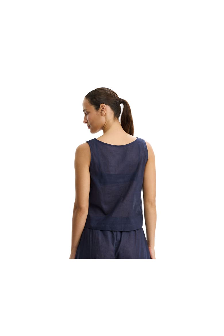 Tutti Frutti Linen High Neck Top Cover-Up, Alternate, color, Navy