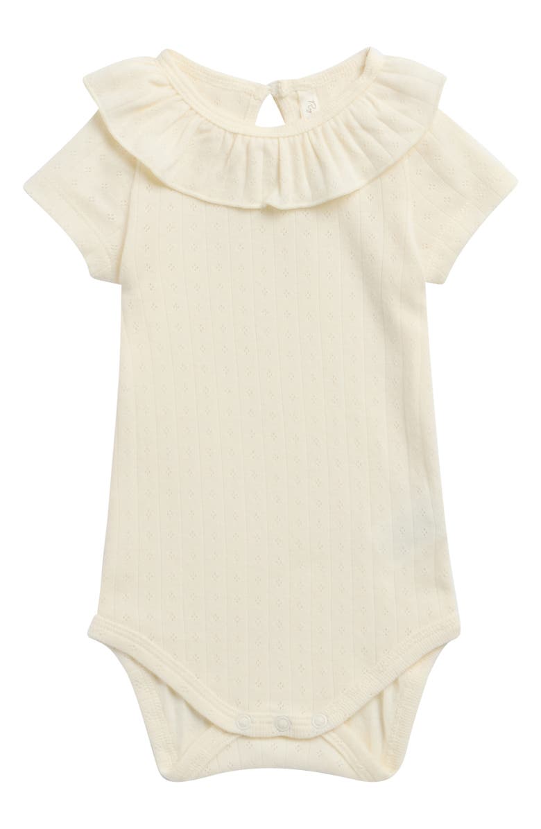 Rylee + Cru Ruffle Collar Cotton Bodysuit, Main, color, Ivory