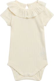 Rylee + Cru Ruffle Collar Cotton Bodysuit