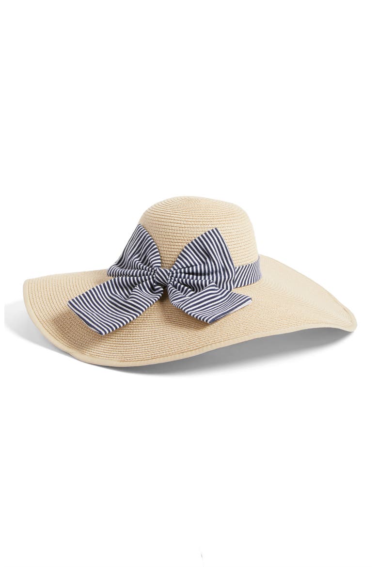 Oversize Straw Hat, Alternate, color, NATURAL/ STRIPE
