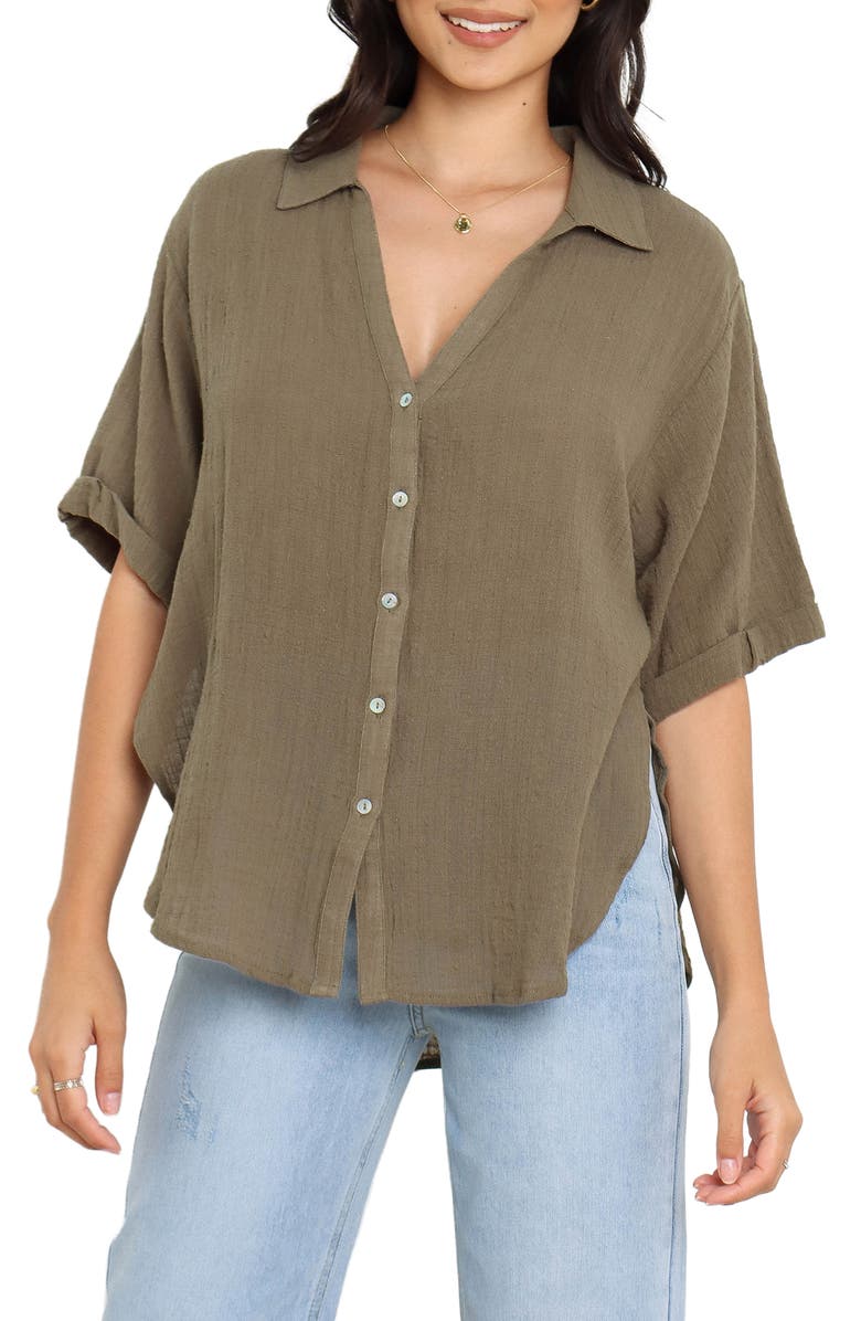 Petal & Pup Dion Short Sleeve Linen Button-Up Shirt, Main, color, 