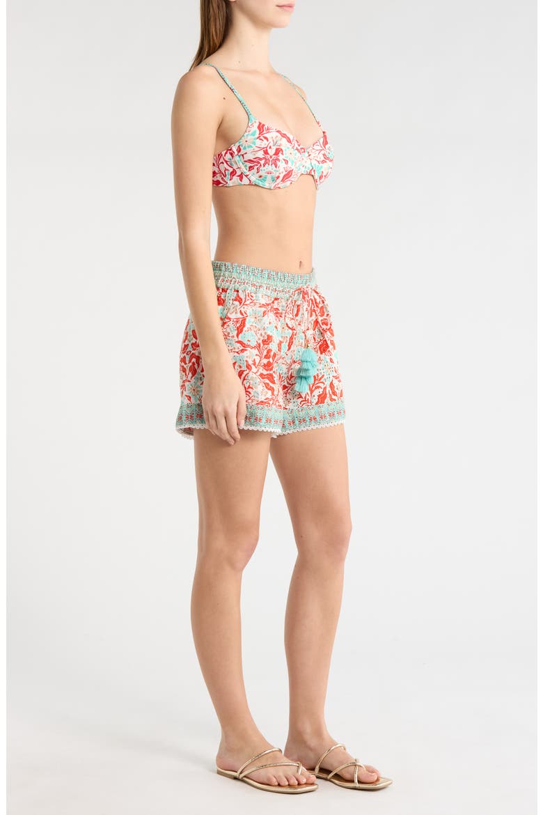 Marsha Print Cover-Up Shorts, Alternate, color, FLAME COMBO