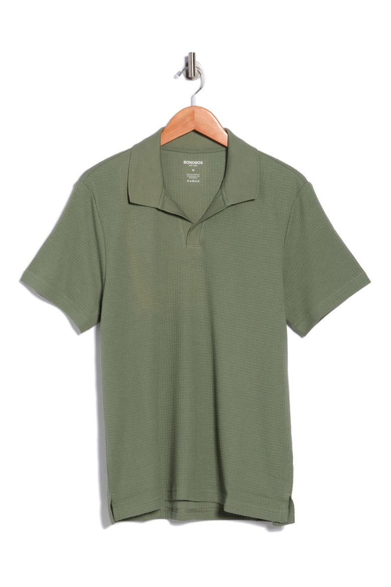 Johnny Collar Waffle Knit Polo, Alternate, color, FATIGUE GREEN