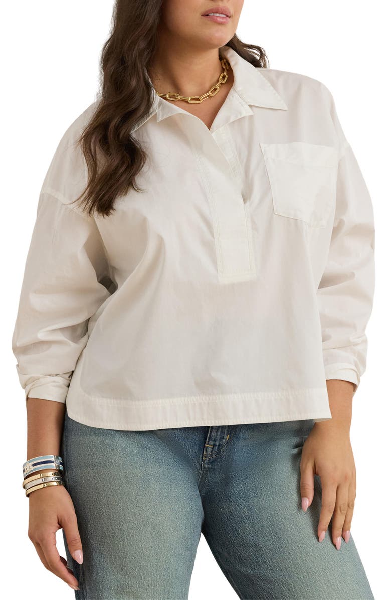 Lauren Ralph Lauren Stachee Popover Cotton Broadcloth Shirt, Main, color, White