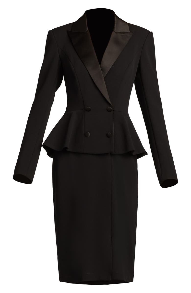 Tadashi Shoji Long Sleeve Tuxedo Dress, Alternate, color, 