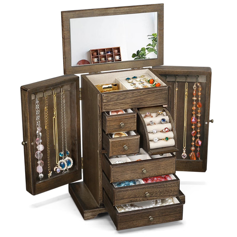 Tabletop Wooden Jewelry Armoire