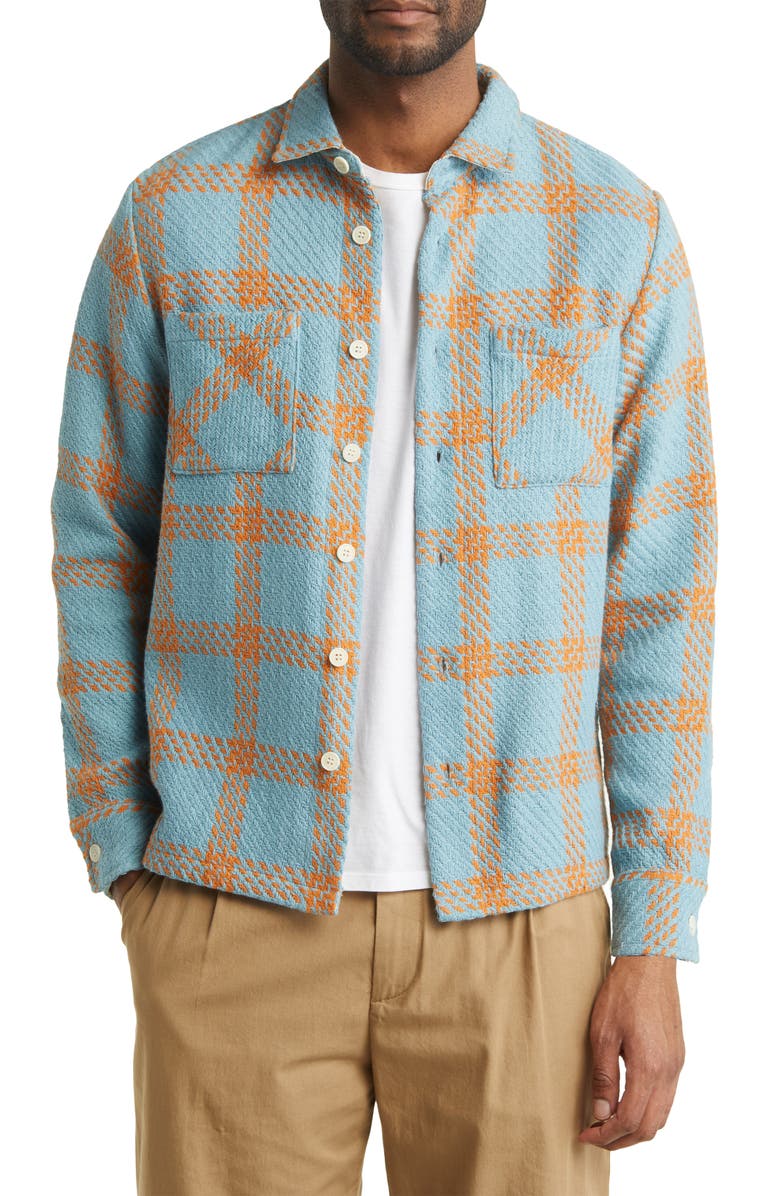 Wax London Whiting Windowpane Plaid Button-Up Overshirt, Main, color, 